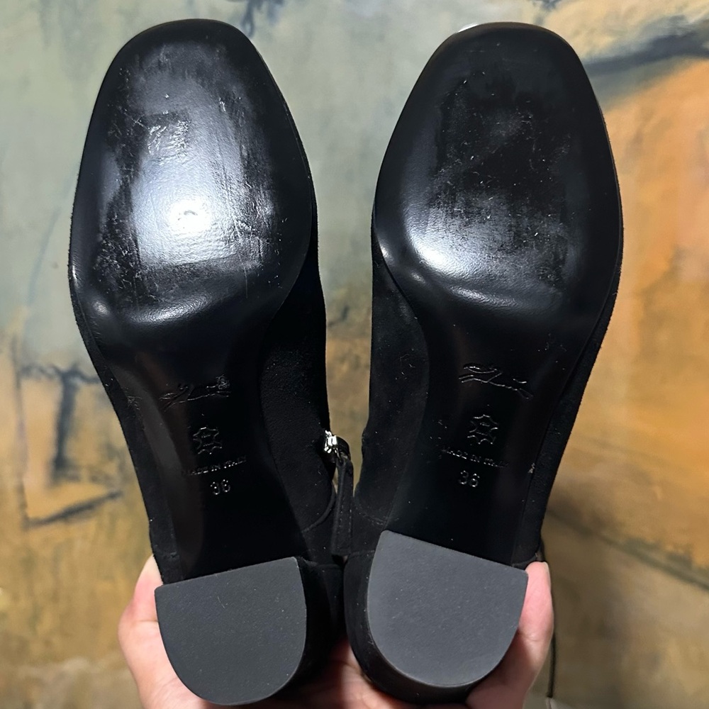 🌹LONGCHAMP🌹 Lace Up Black Suede Bootie Size: 36 - Picture 14 of 14